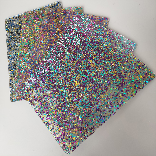 Chinaplas bling bling unbreakable backlit glitter laser cut pattern acrylic sheet